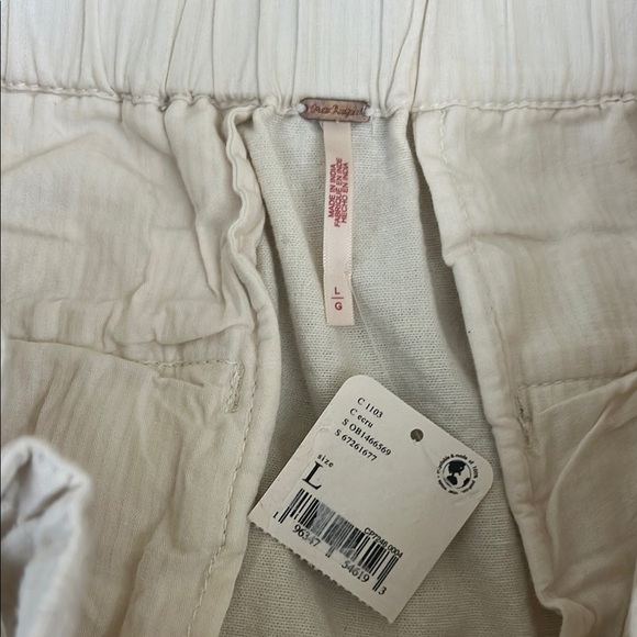 NWT Free People Sky Rider Cotton-Linen Blend Straight Leg Pants in Ecru Sz L - Picture 2 of 13
